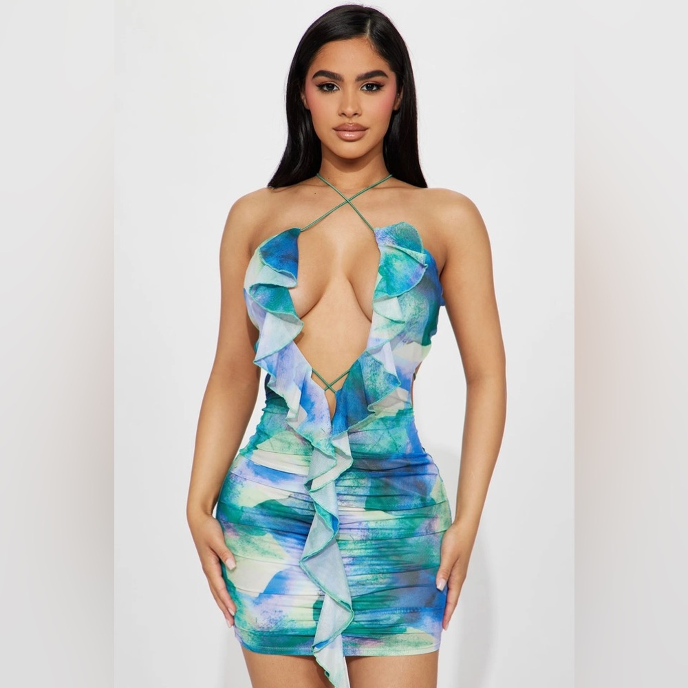 🌸AMTIOUS mesh blue mini dress ✨